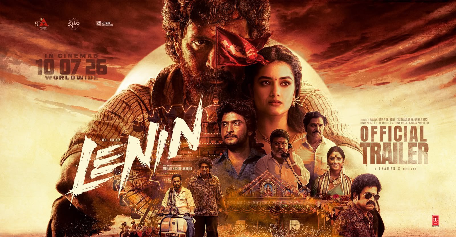 Akhil Akkineni rugged mass look from official Lenin movie promotional poster.